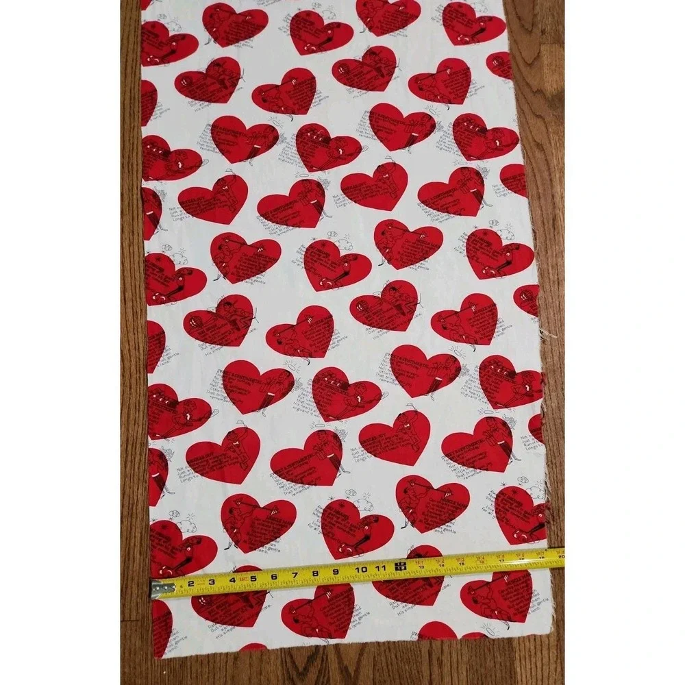 Vtg Man o Your Dreams Novelty Fabric Valentine Love Humor Red White Cotton 19x84